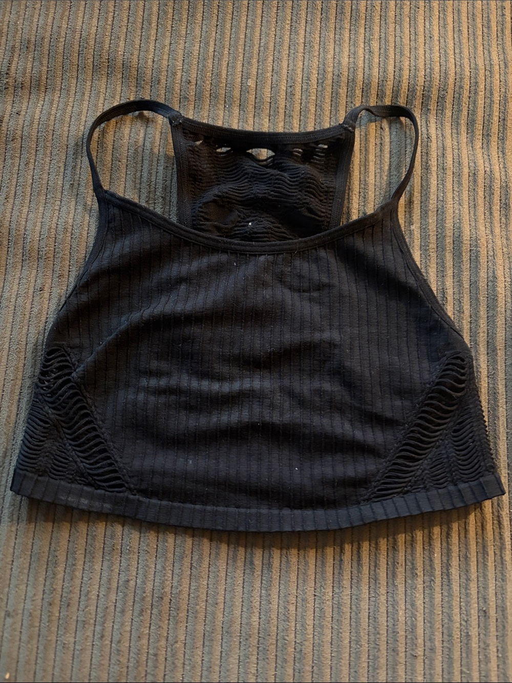Express Black Ribbed Bralette with Ripped Detailing